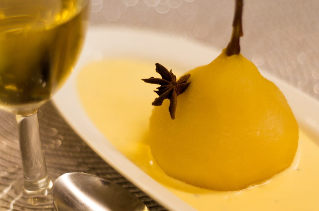 Heavenly poached pear - made and photographed by Executive Head Chef of all Isibindi Africa Lodges, Carl Moller