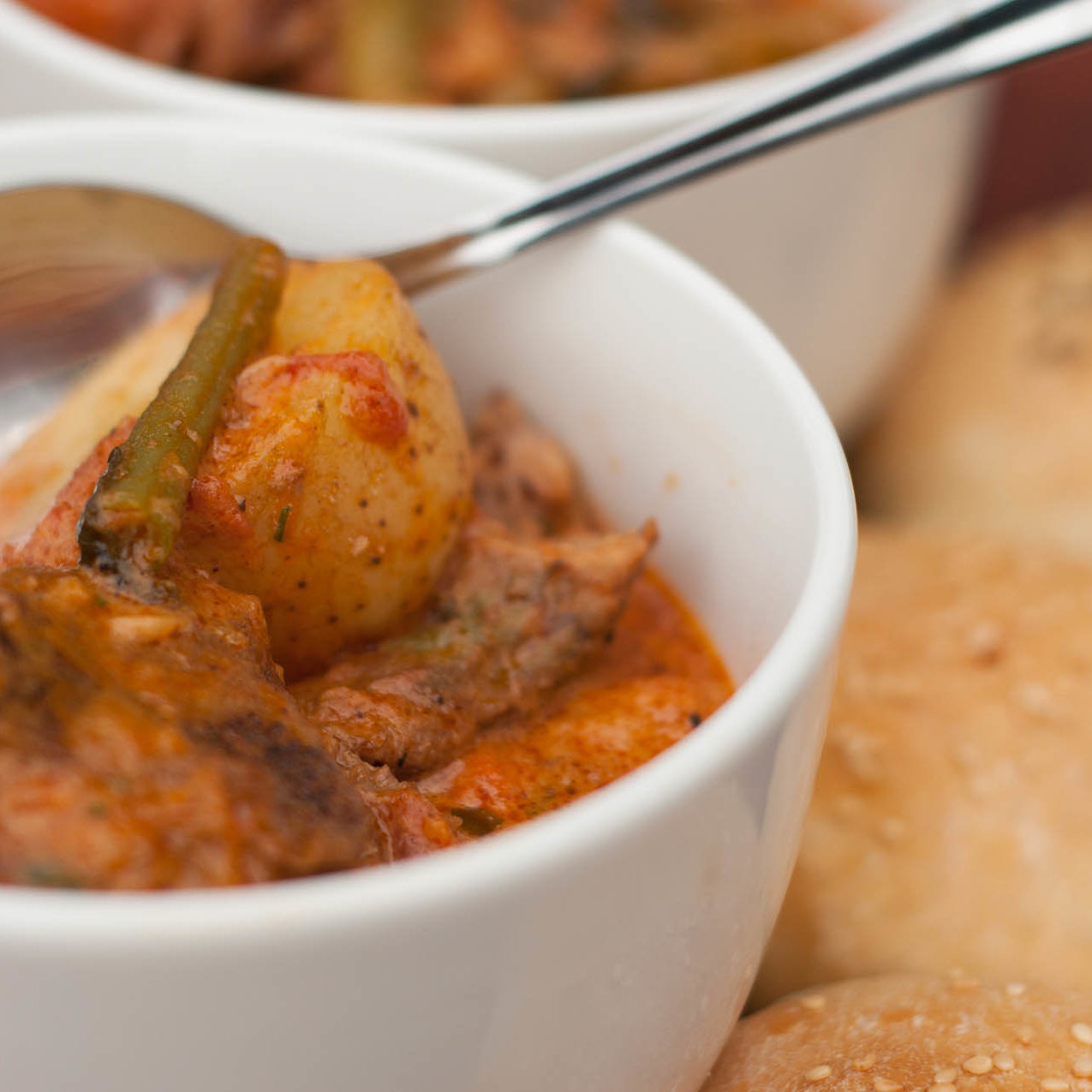 Lamb potjie dished up